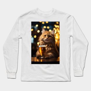 Hard Working Hard Drinking Cat Long Sleeve T-Shirt